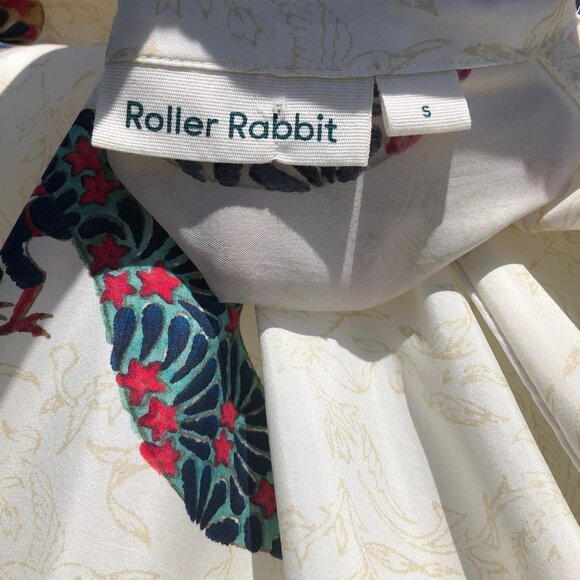 Roller Rabbit Small Silk Blouse Top Shirt Peacock Tassel V Neck Roberta Tunic - Picture 9 of 9